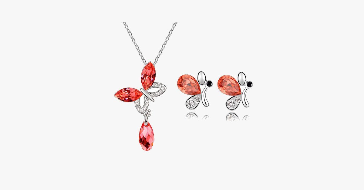 Butterfly Necklace and Earring Family Set