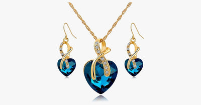 Crystal Gem Heart Necklace Set