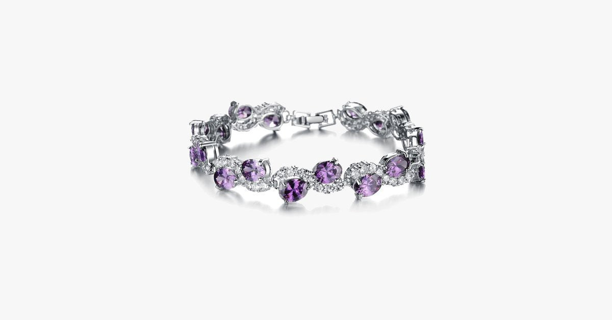 Alexandrite Exquisite Bracelet - Platinum-Plated Round Cut Bracelet with a Modern Look