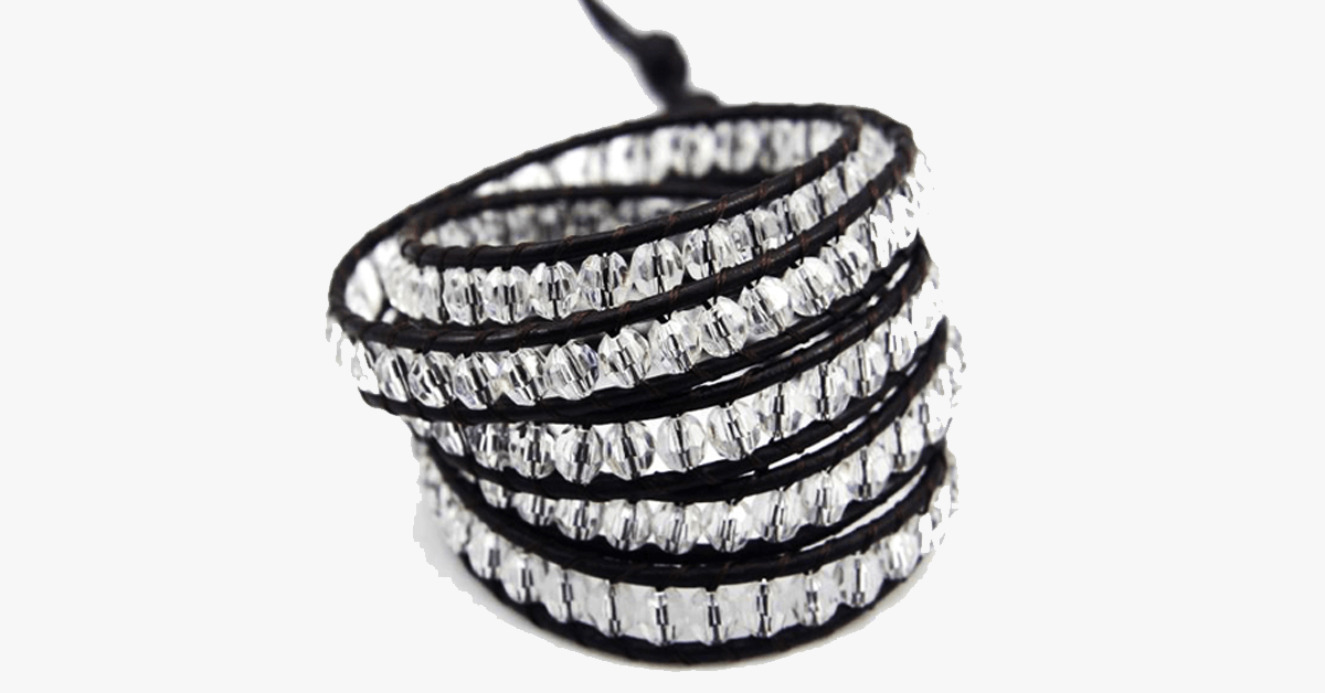 Black on Clear Crystal Wrap Bracelet