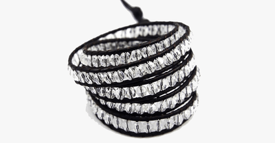 Black on Clear Crystal Wrap Bracelet