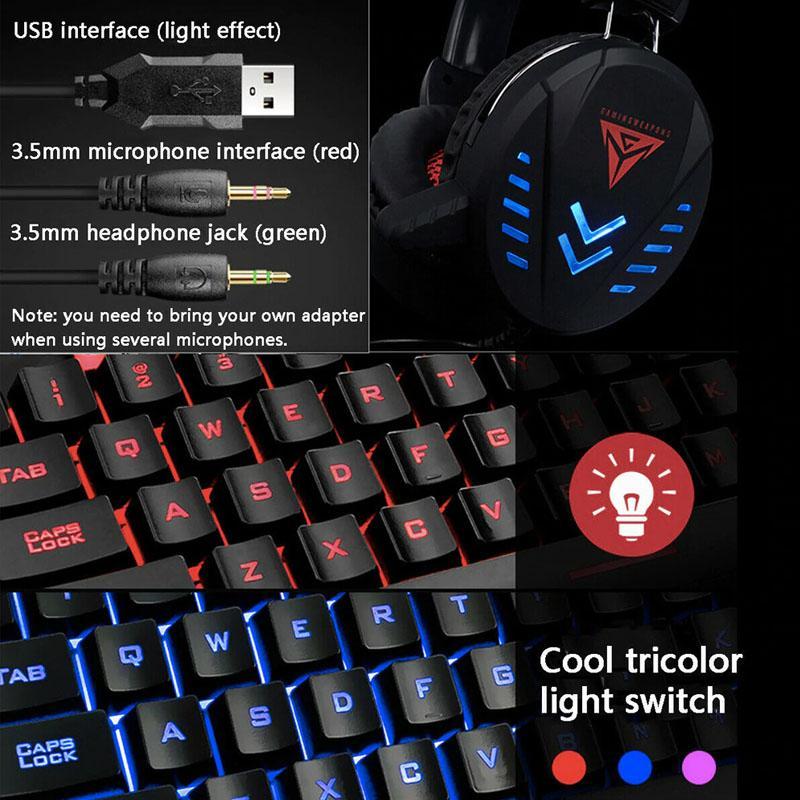 4 Pcs Illuminated Keyboard Home Gaming Set