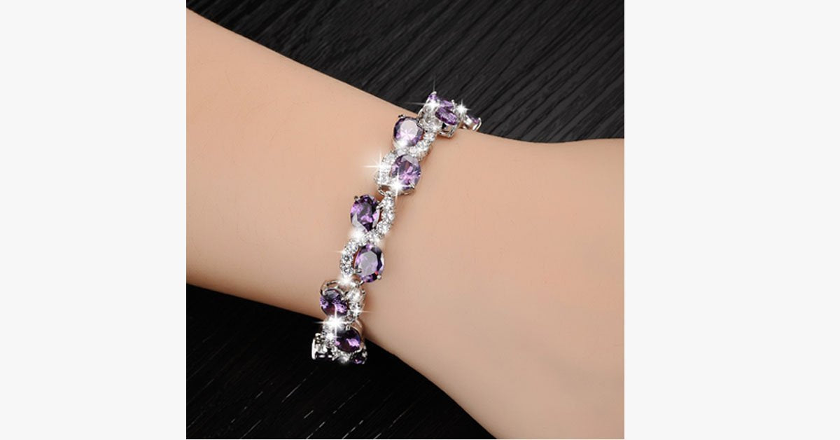 Alexandrite Exquisite Bracelet - Platinum-Plated Round Cut Bracelet with a Modern Look