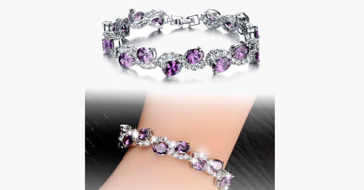 Alexandrite Exquisite Bracelet - Platinum-Plated Round Cut Bracelet with a Modern Look