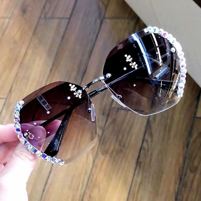 Crystal Rimless Sunglasses