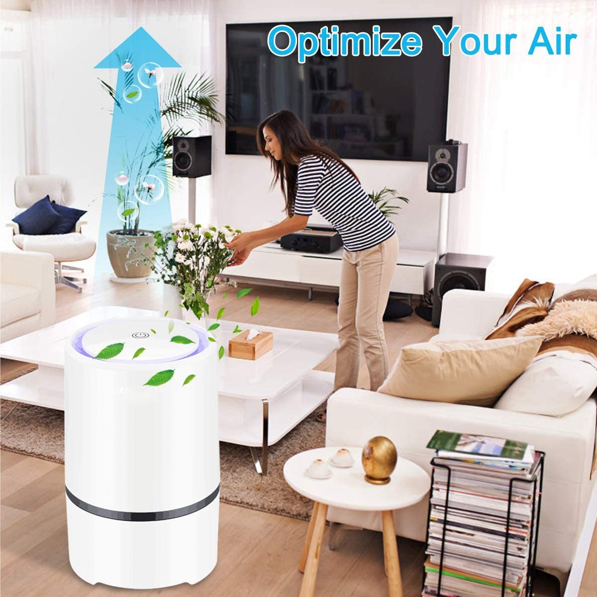 Air Purifier For Home With True HEPA Filter For Smoke Gray