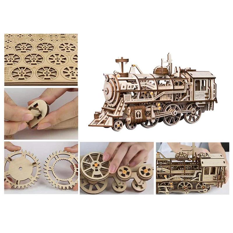 3D Wooden Moveable Train Building Kit