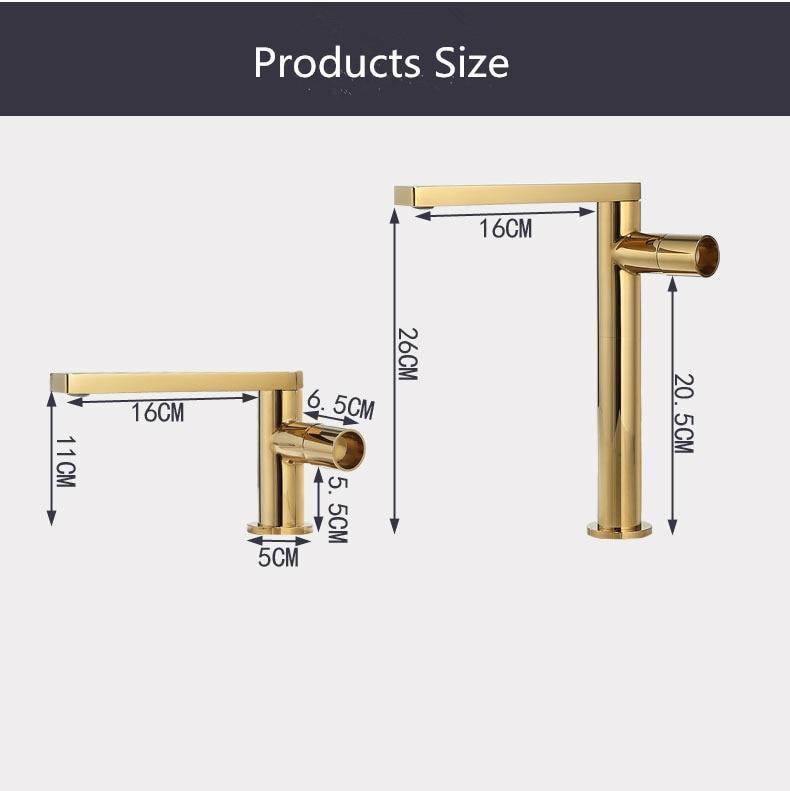 Basin Faucet Gold Single Handle Brass Sink Vanity Bathroom