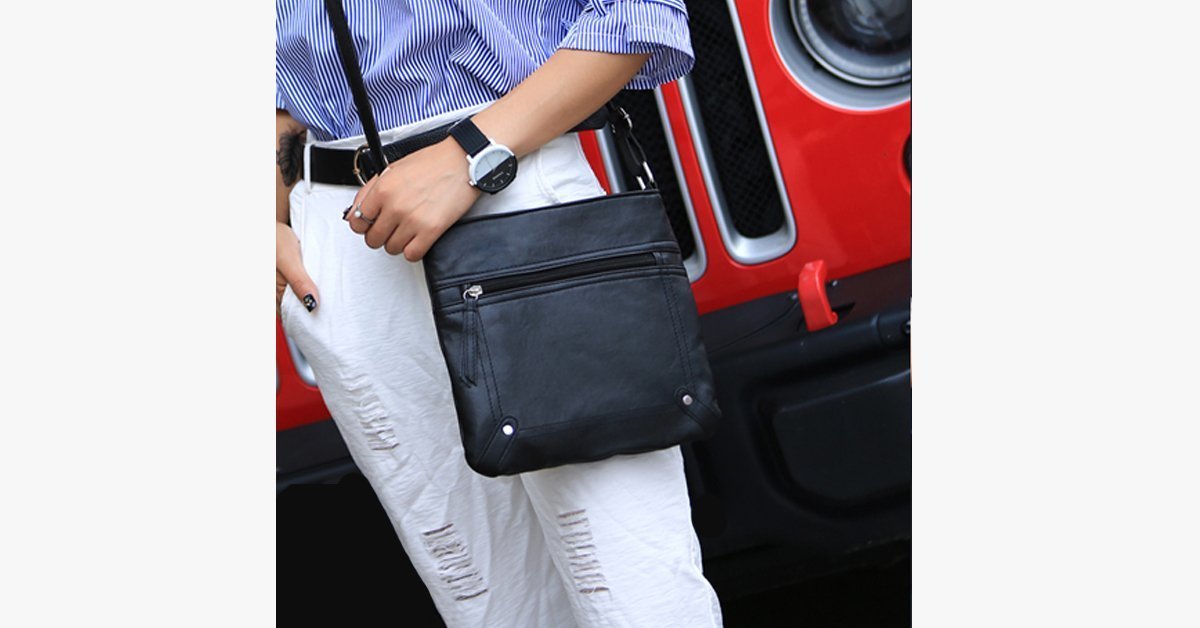 Cross Body Messenger Bag - Made From PU Leather - High Quality - Multi-functional Pockets