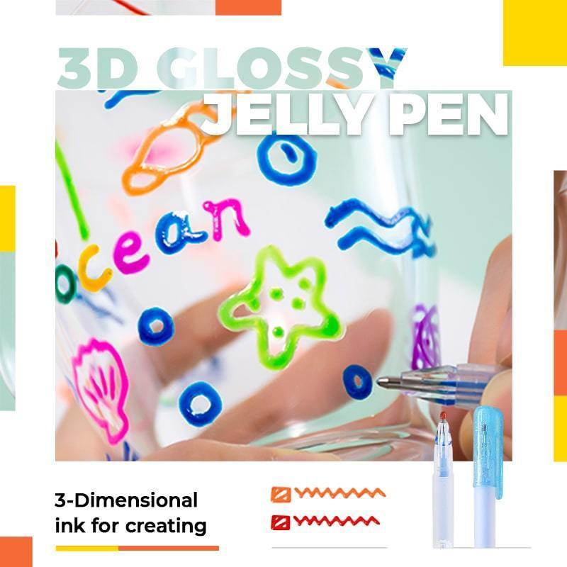 12PCS 3D Glossy Jelly Ink Pen Set