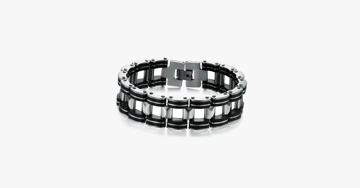 Black Strip Stainless Steel Bracelet