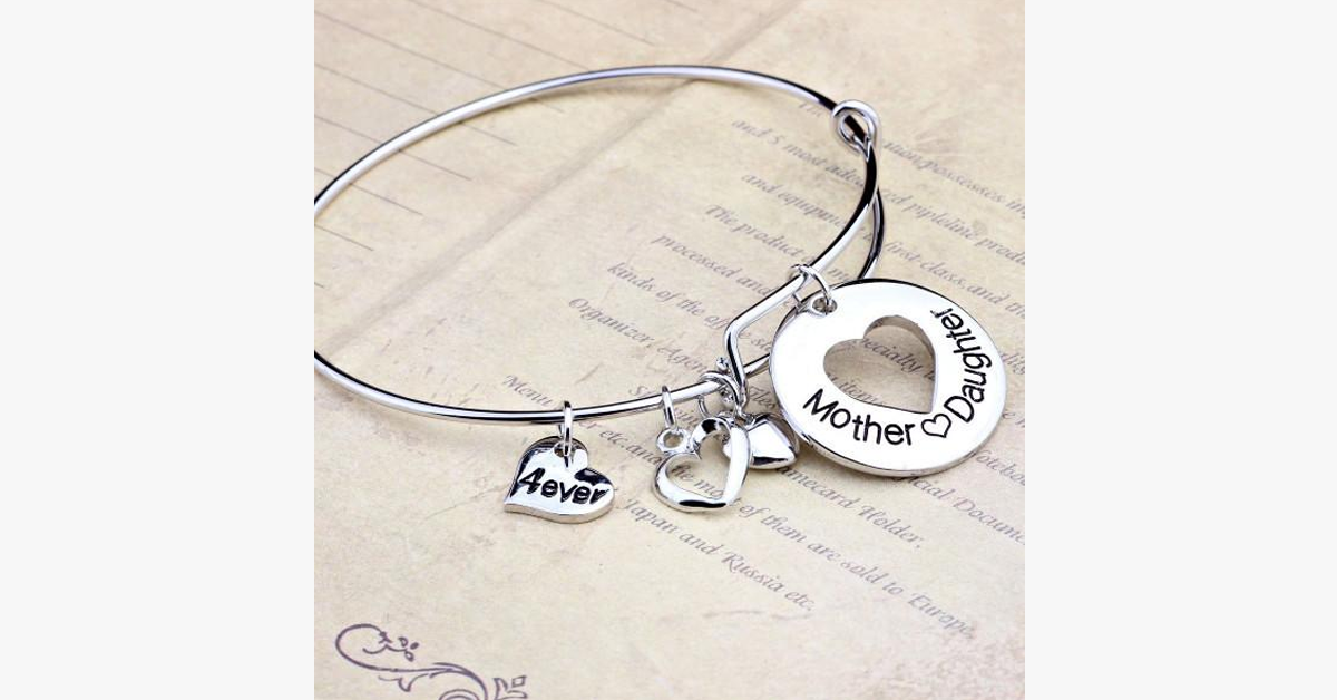 Mother Daughter Love Charm Bangle