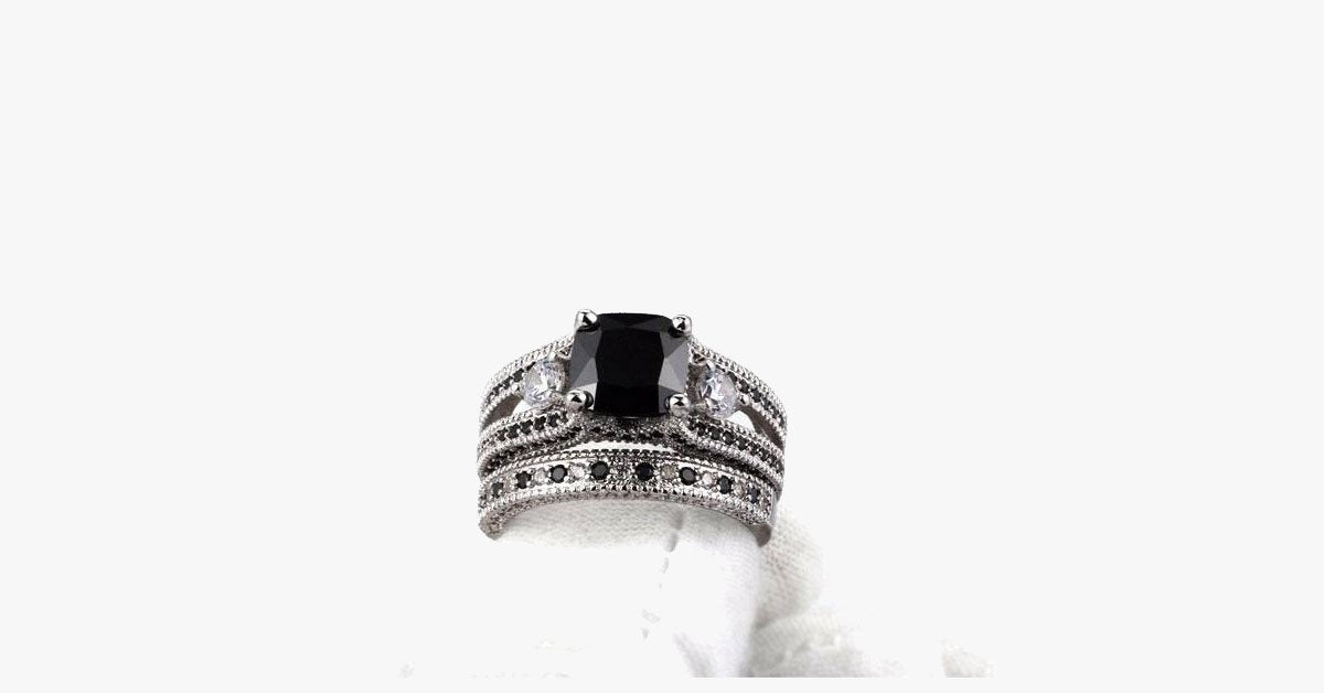 Black Agate Square Ring