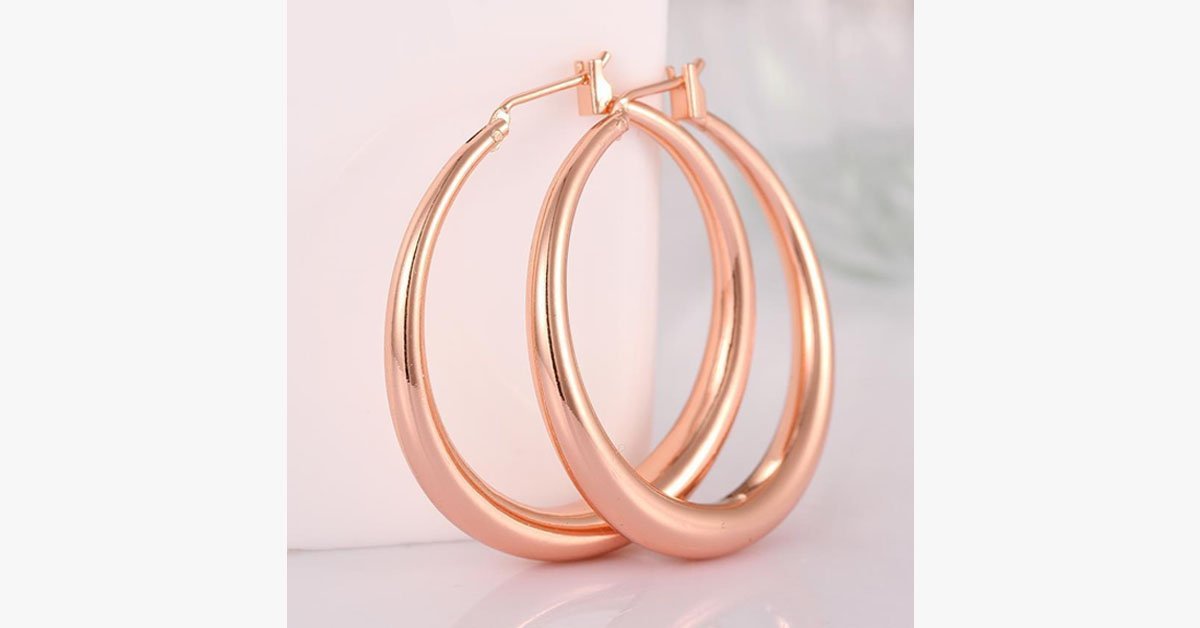 Classic Bold Gold Hoops- Secured With a Back Closure - Perfect for All Occasions