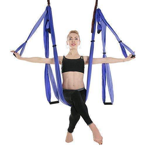 Aerial yoga hammock 6 handles strap, home gym hanging belt swing, anti-gravity aerial traction device