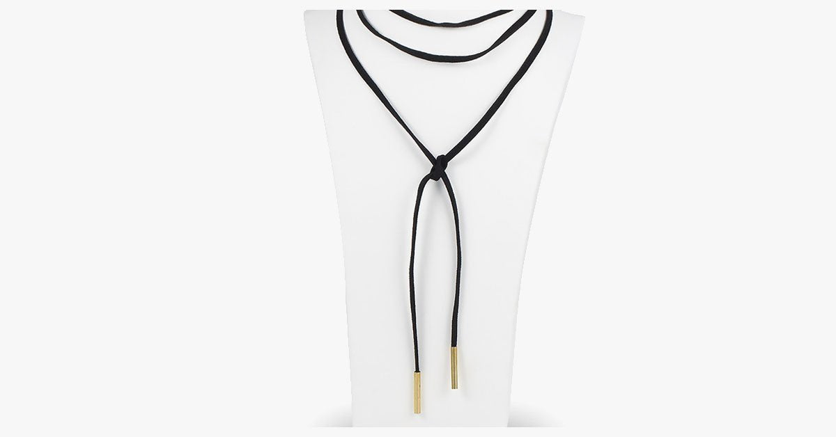 Black Thin Leather Strap Choker Necklace