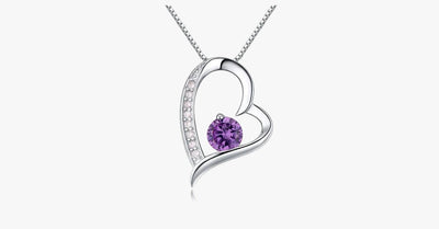 Crystal Heart Silver Pendant(Purple)
