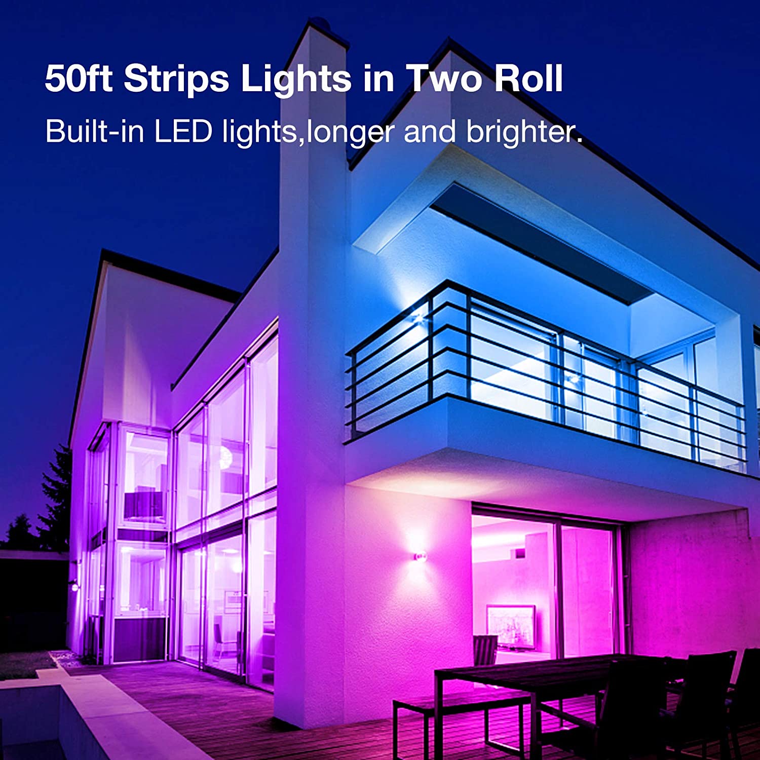 50ft RGB Led Strip Lights, Volivo Color Changing Led Light Strips Kit with Remote Control, Led Lights for Bedroom