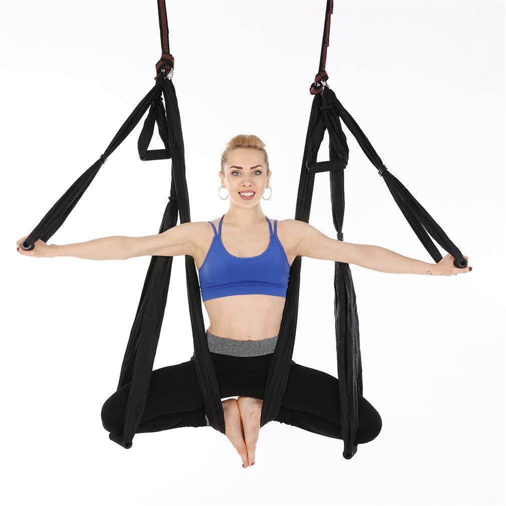 Aerial yoga hammock 6 handles strap, home gym hanging belt swing, anti-gravity aerial traction device