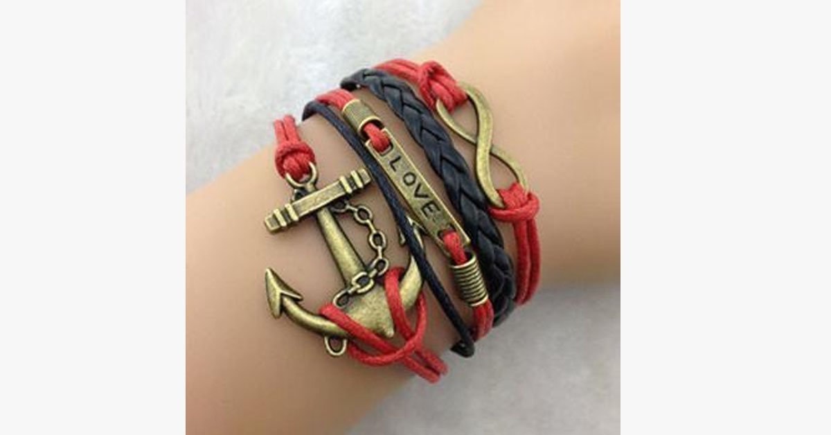 Anchor Love Plate Infinity Bracelet