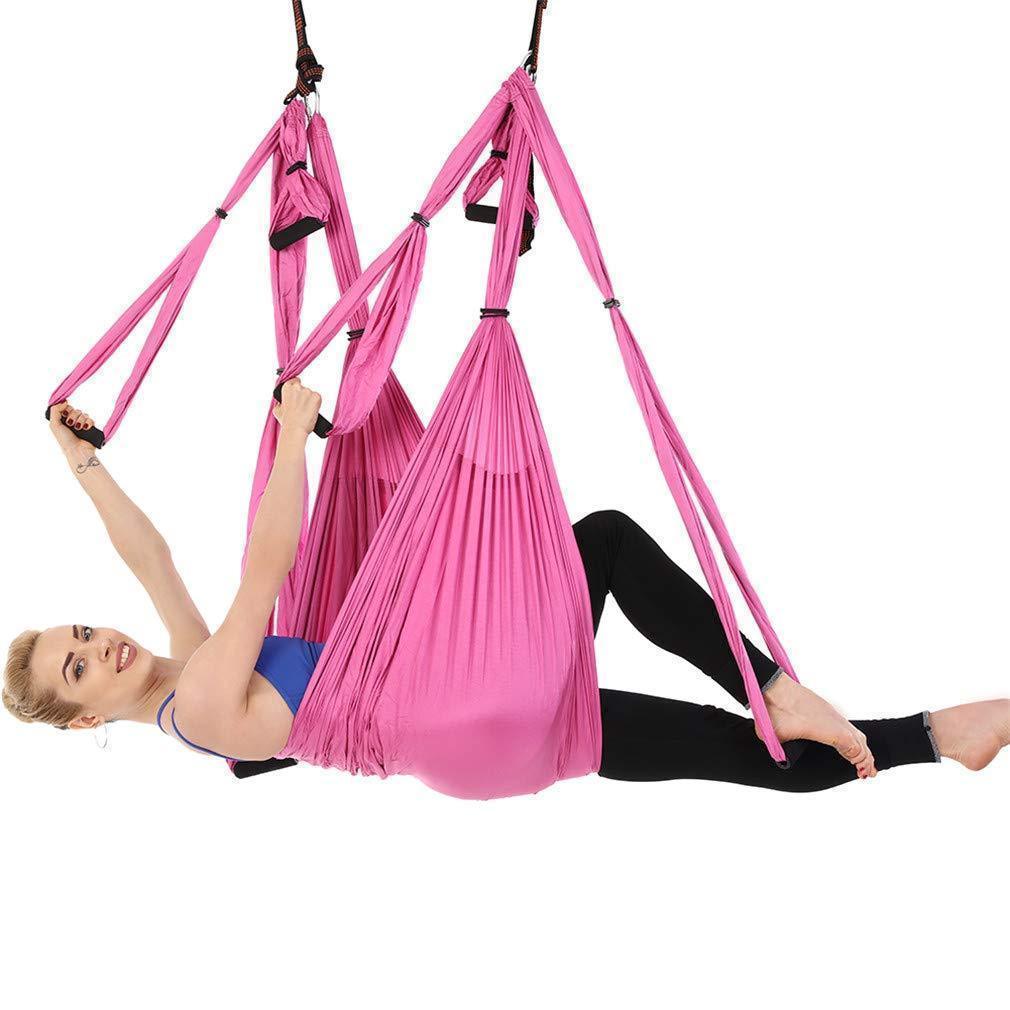 Aerial yoga hammock 6 handles strap, home gym hanging belt swing, anti-gravity aerial traction device