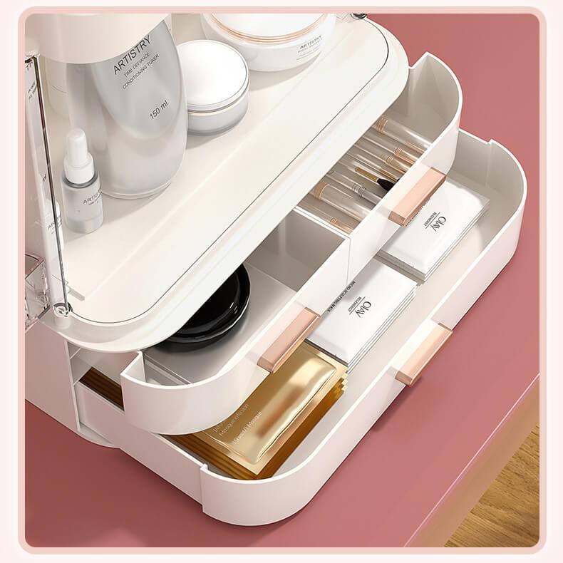 Cosmetics Storage Box With Light and Mirror