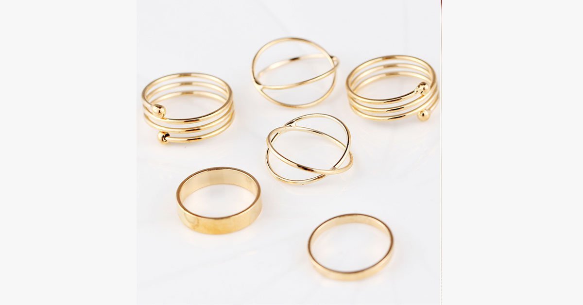 6pc Gold Stackable Ring Set