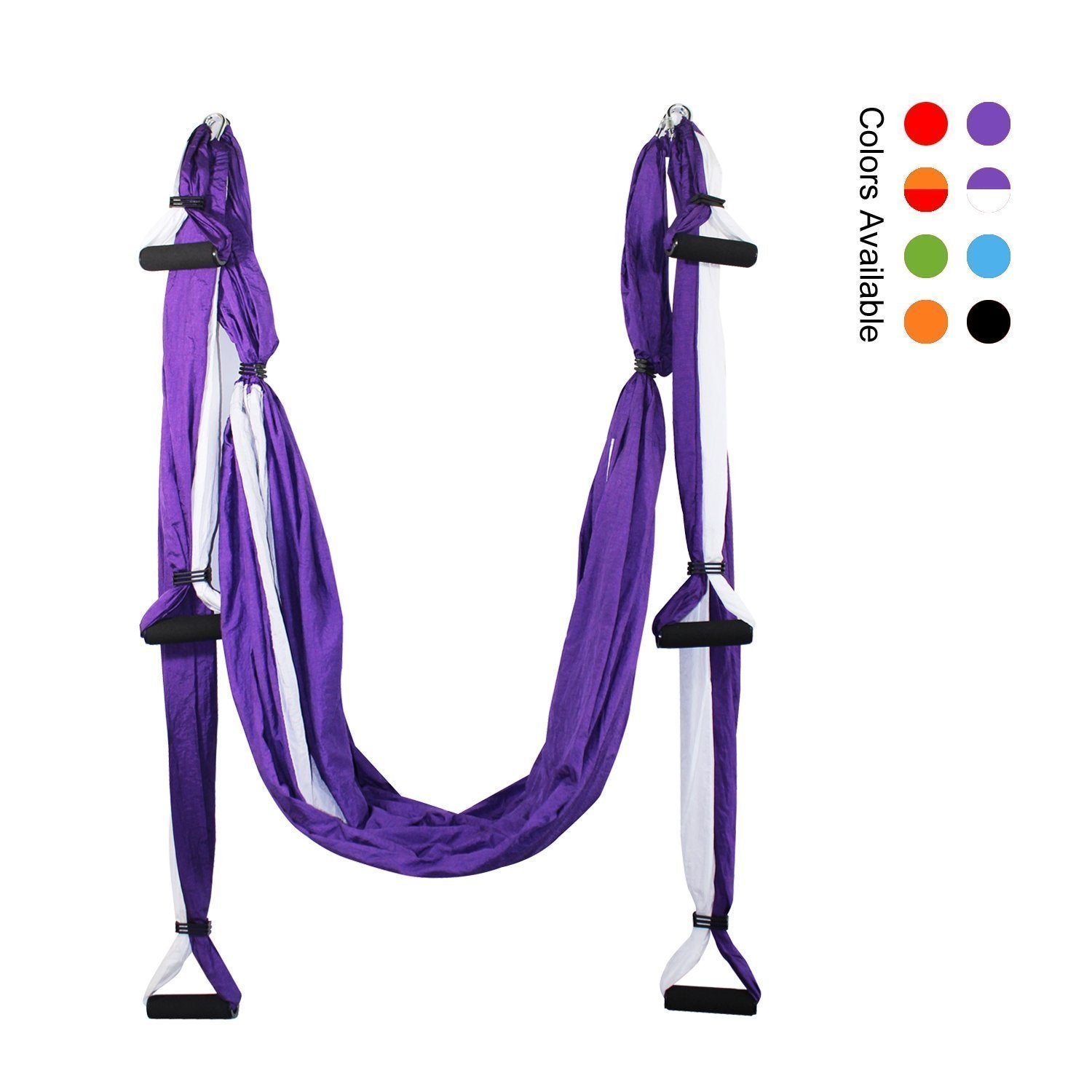 Aerial yoga hammock 6 handles strap, home gym hanging belt swing, anti-gravity aerial traction device