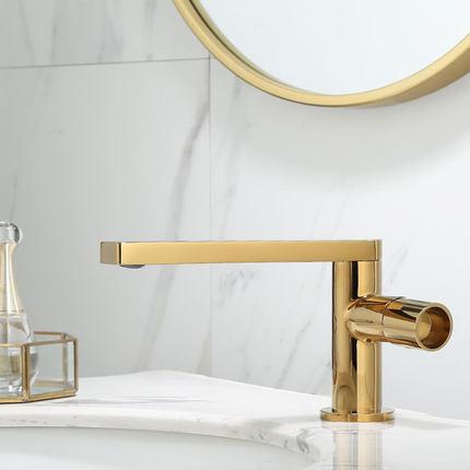 Basin Faucet Gold Single Handle Brass Sink Vanity Bathroom