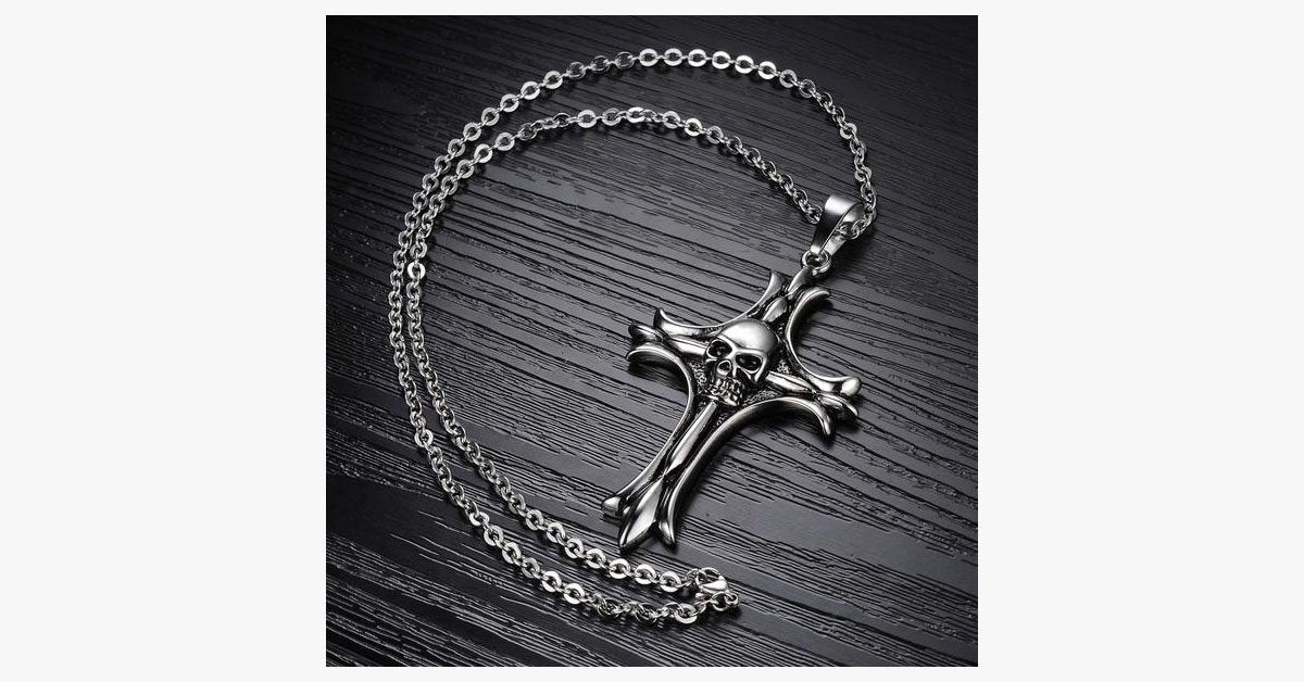 Cross Skull Stainless Steel Pendent