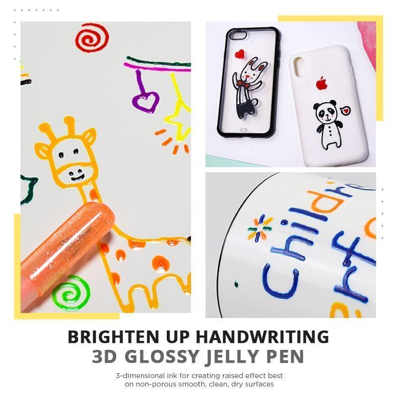 12PCS 3D Glossy Jelly Ink Pen Set