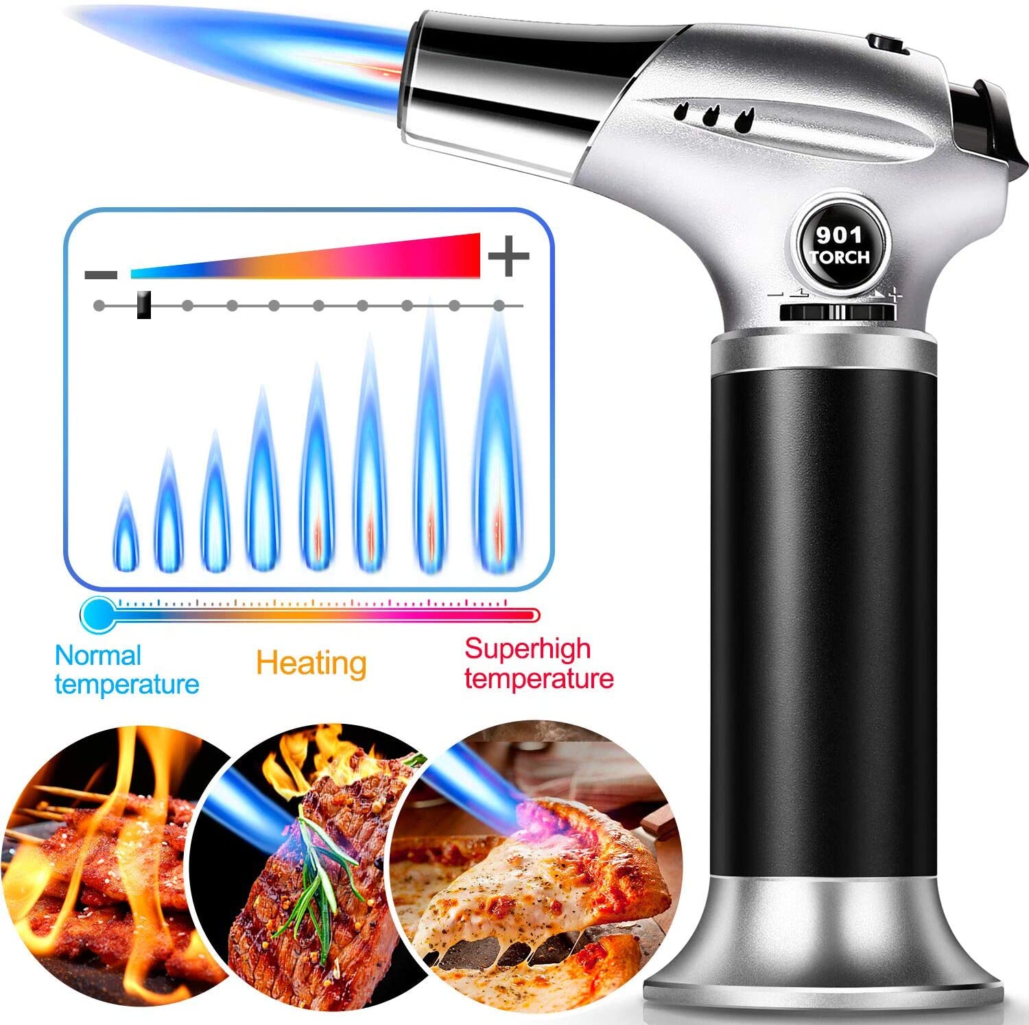 Cooking Culinary Torch : Kitchen Butane Blow Torch Refillable , Safety Lock Torch