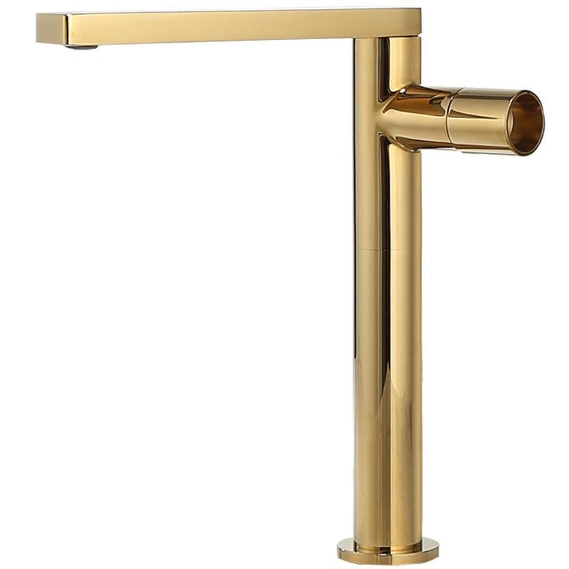 Basin Faucet Gold Single Handle Brass Sink Vanity Bathroom