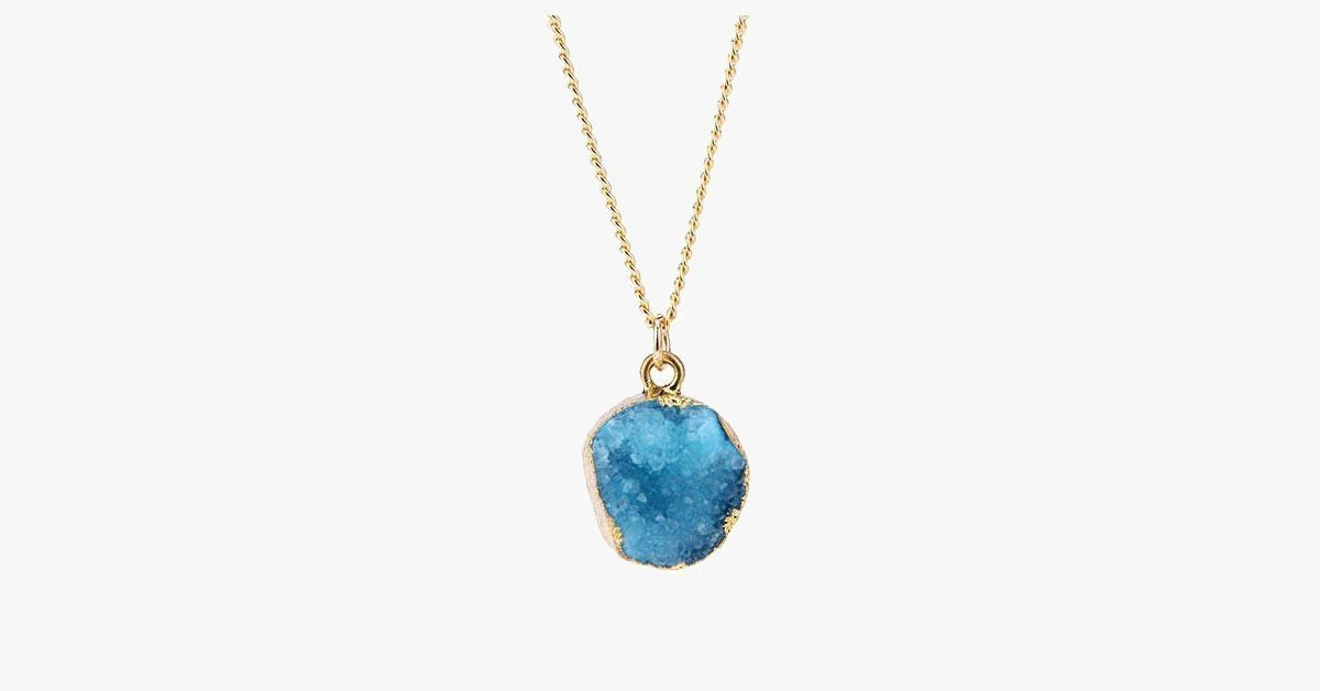 Blue Druzy Stone Necklace