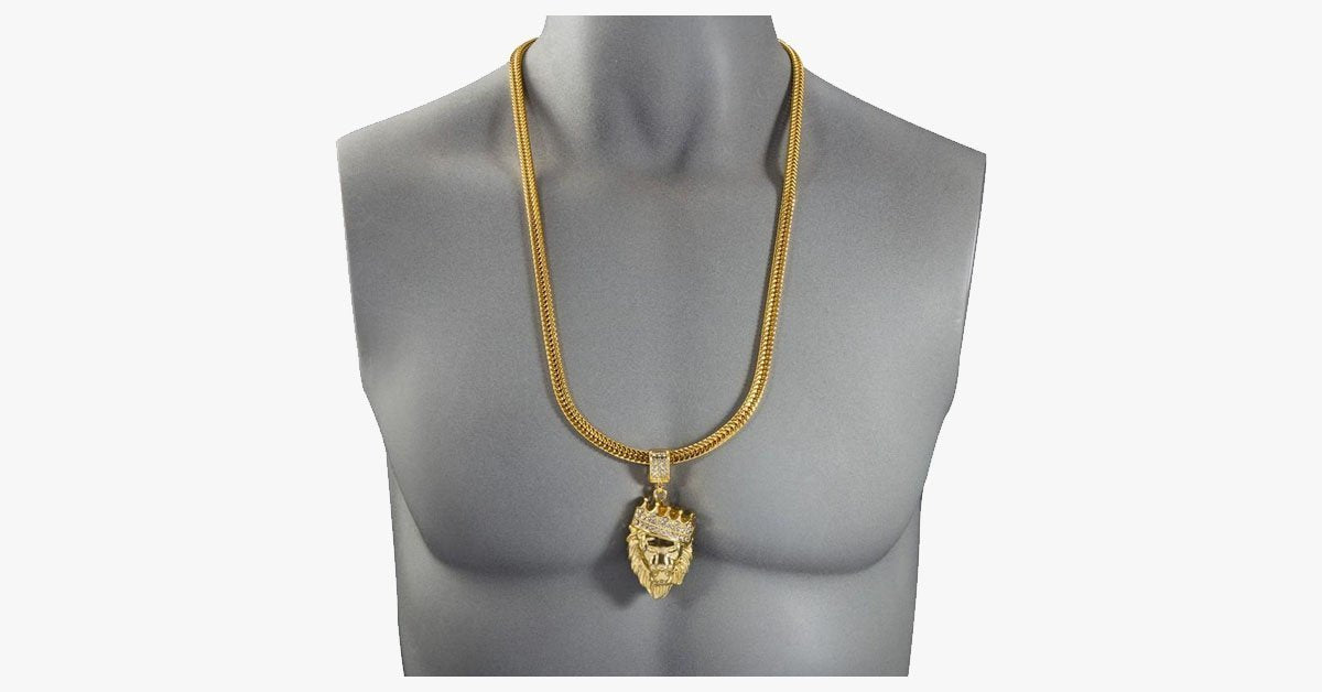 Crown Lion King Pendant Necklace