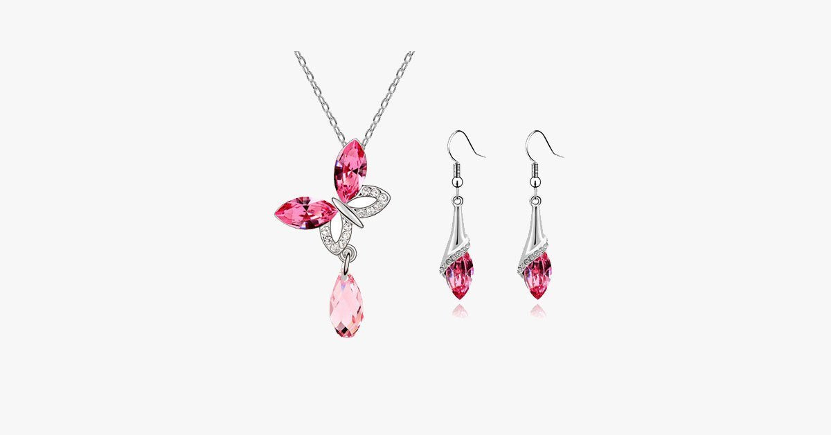 Butterfly Raindrop Pendant Set