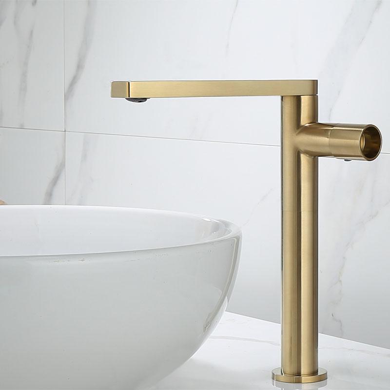 Basin Faucet Gold Single Handle Brass Sink Vanity Bathroom