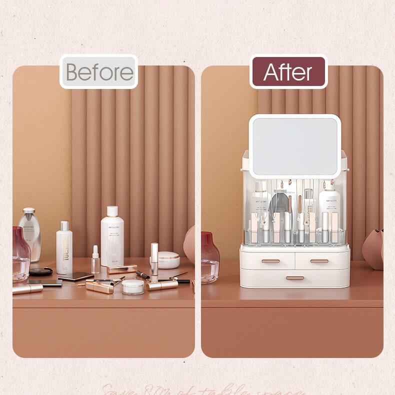 Cosmetics Storage Box With Light and Mirror