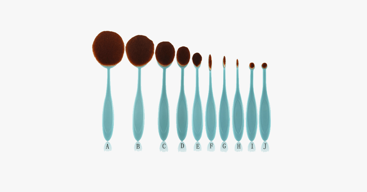 Ten Piece Oval Brush Set in Baby Blue – Get the Flawless Look