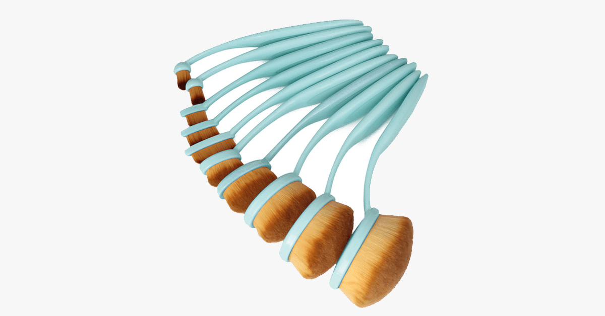 Ten Piece Oval Brush Set in Baby Blue – Get the Flawless Look