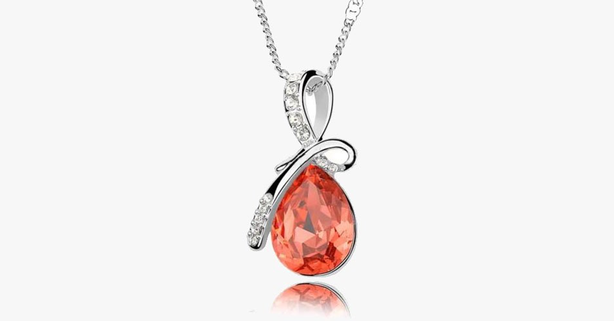 Crystal Rain Drop Pendant with Crystal Embellished Loop
