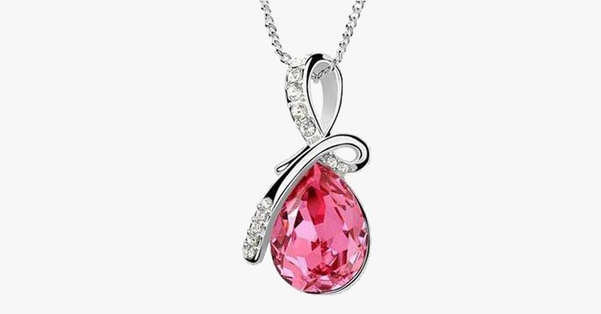 Crystal Rain Drop Pendant with Crystal Embellished Loop
