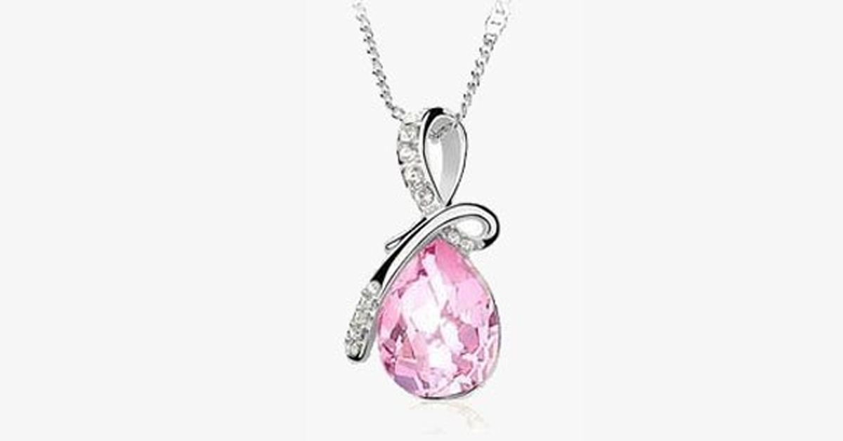 Crystal Rain Drop Pendant with Crystal Embellished Loop