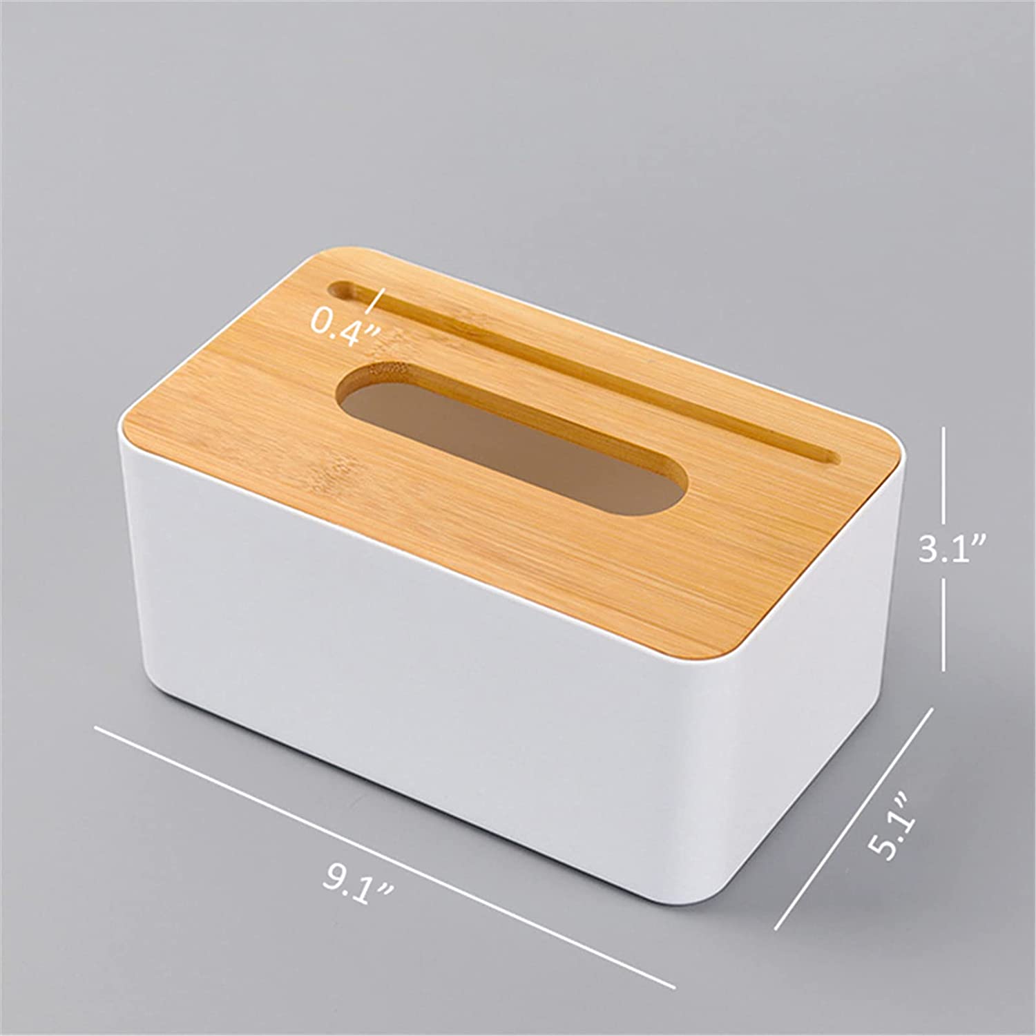 Bamboo Tissue Box Holder Rectangular with Smart Phone Mount