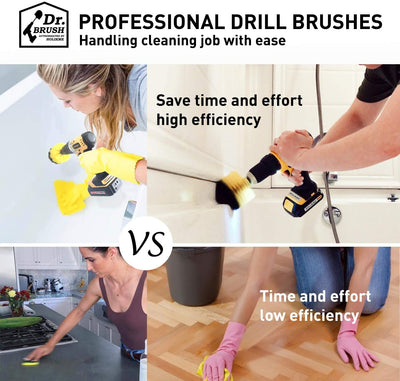 4 Pack Drill Brush Power Scrubber Cleaning Brush Extended Long Attachment Set All Purpose Drill Scrub Brushes Kit for Grout