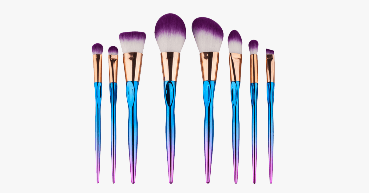 8 Piece Rainbow Mermaid Brush Set – Get Ready for Every Occasion with a Flawless Look