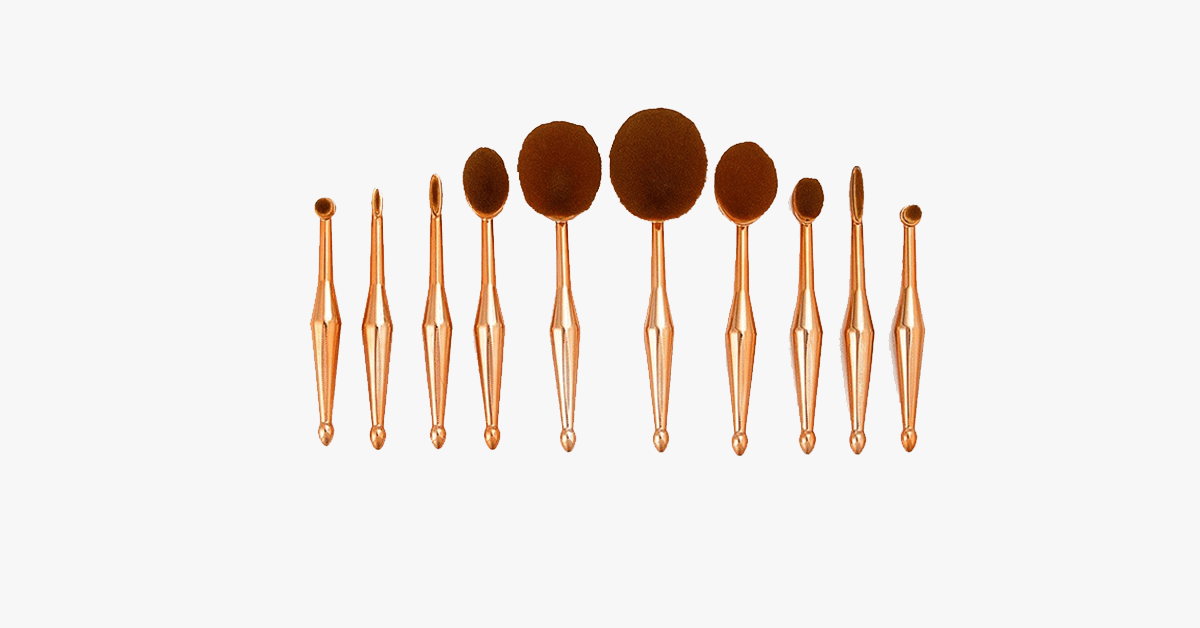 Oval Brush Set in Metallic Gold - Gives You the Ultimate Blending Needed!