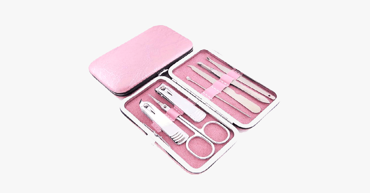 7 Piece Nail Clipper Kit - Comes in a Pink Case - Perfect for Manicure!