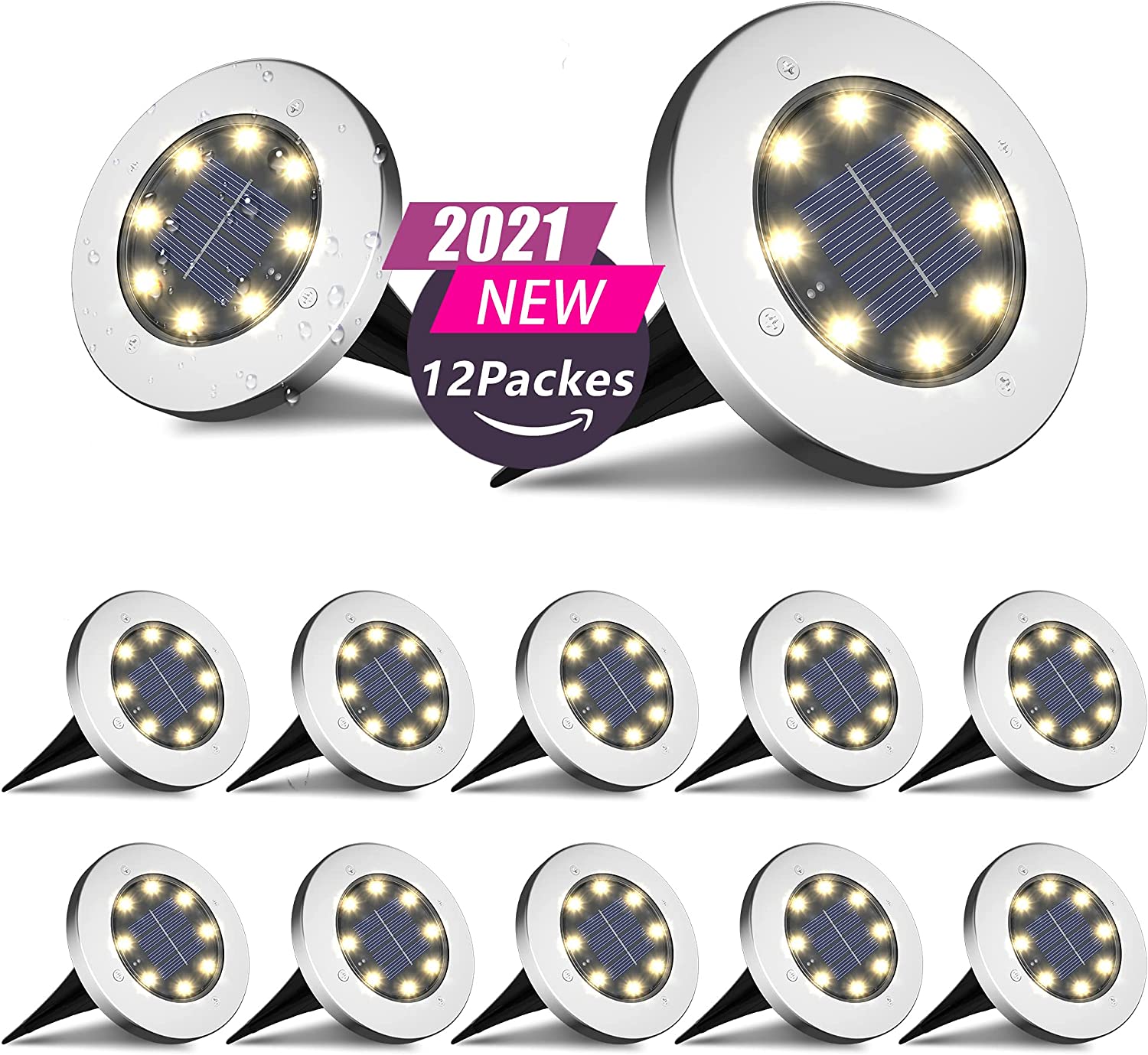 12 Pack Solar Garden Lights - in-Ground Led Outdoor Solar Lights