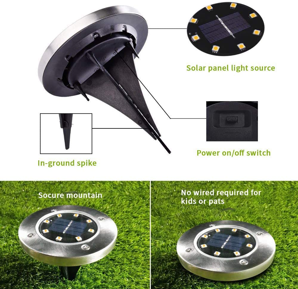 12 Pack Solar Garden Lights - in-Ground Led Outdoor Solar Lights